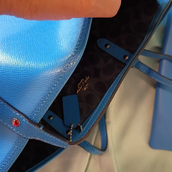 Coach Reversible Tote Vibrant BlueTo Soft Black&Gray NWOT Perfect 2in1 Bag - Picture 3 of 16